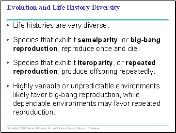 Evolution and Life History Diversity