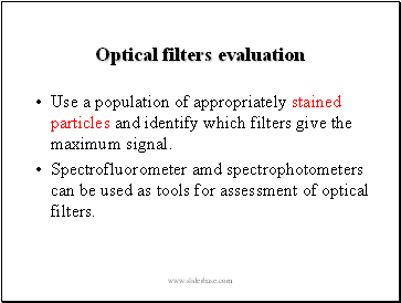 Optical filters evaluation