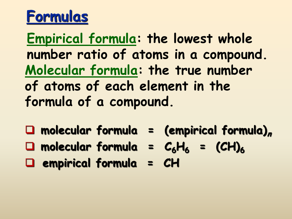 Percent Composition Empirical And Molecular Formulas Presentation