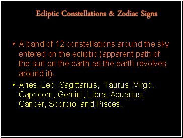 Ecliptic Constellations & Zodiac Signs