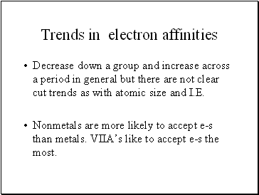 Trends in electron affinities