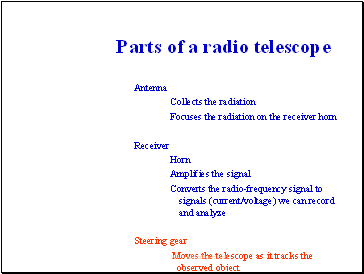 Parts of a radio telescope