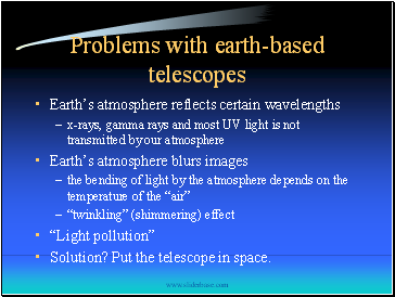 Problems with earth-based telescopes