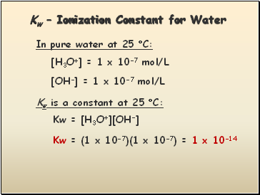 Kw  Ionization Constant for Water