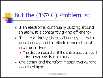 But the (19th C) Problem is: