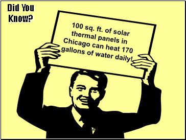 100 sq. ft. of solar thermal panels in Chicago can heat 170 gallons of water daily!