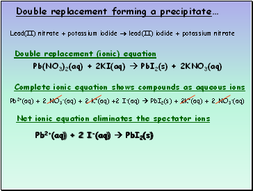 Double replacement forming a precipitate