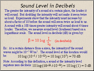 Sound Level in Decibels