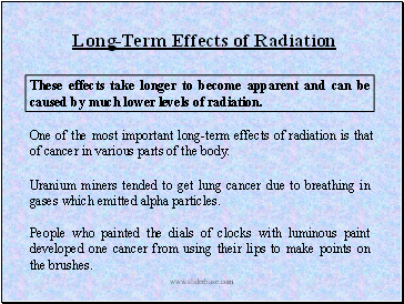 Long-Term Effects of Radiation