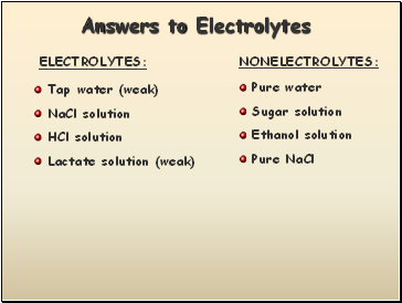 Answers to Electrolytes