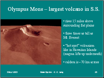 Olympus Mons  largest volcano in S.S.