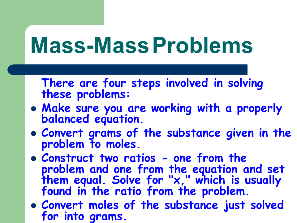solving stoichiometric mass to mass conversion problems