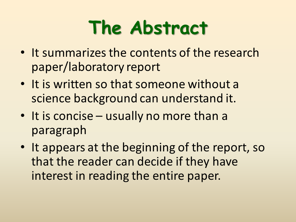 Writing an abstract for a lab report