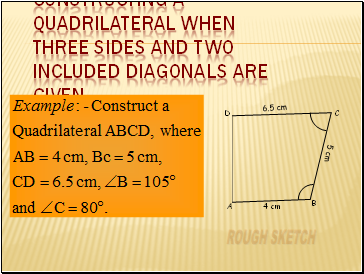 Constructing a quadrilateral when three sides and two included diagonals are given.