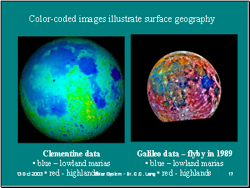 Color-coded images illustrate surface geography