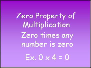 Zero Property of Multiplication
