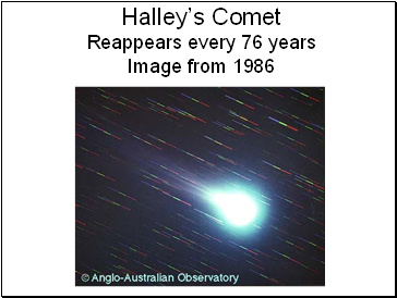 Halleys Comet Reappears every 76 years Image from 1986