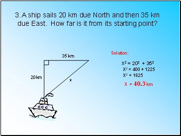 A ship sails 20 km due North and then 35 km