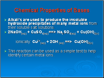 Chemical Properties of Bases