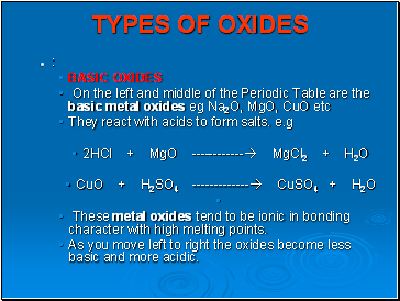 Types of Oxides
