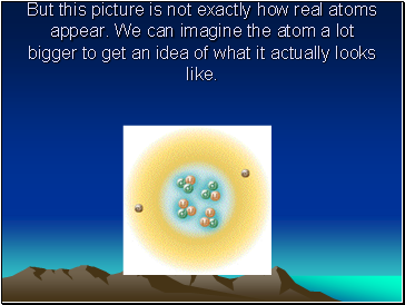 But this picture is not exactly how real atoms appear. We can imagine the atom a lot bigger to get an idea of what it actually looks like.