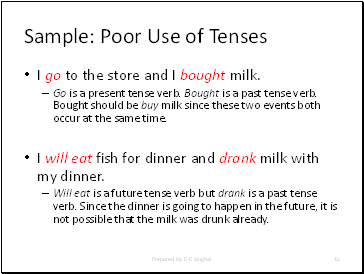 Sample: Poor Use of Tenses