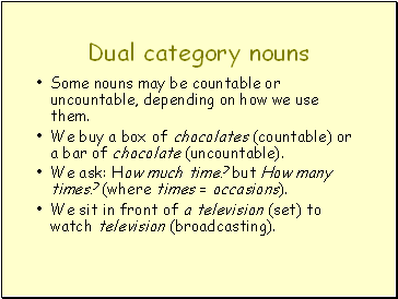 Dual category nouns