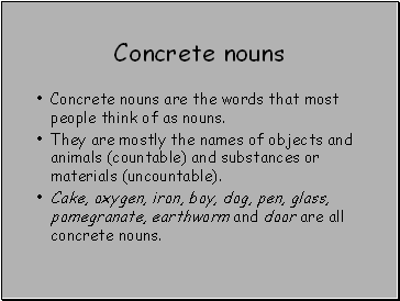 Concrete nouns