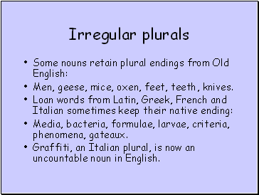 Irregular plurals
