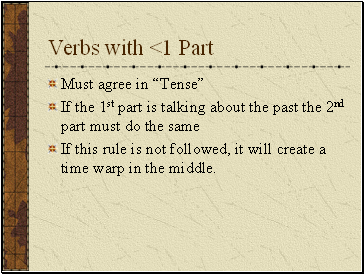 Verbs with <1 Part