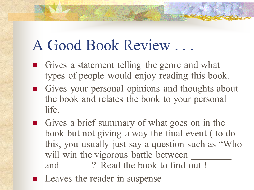 What does a book review do that a book report does not