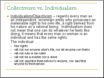 Collectivism vs. Individualism