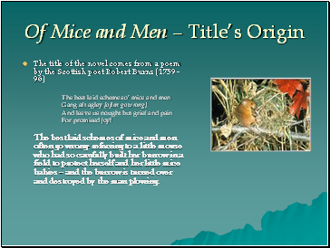 Of Mice and Men  Titles Origin
