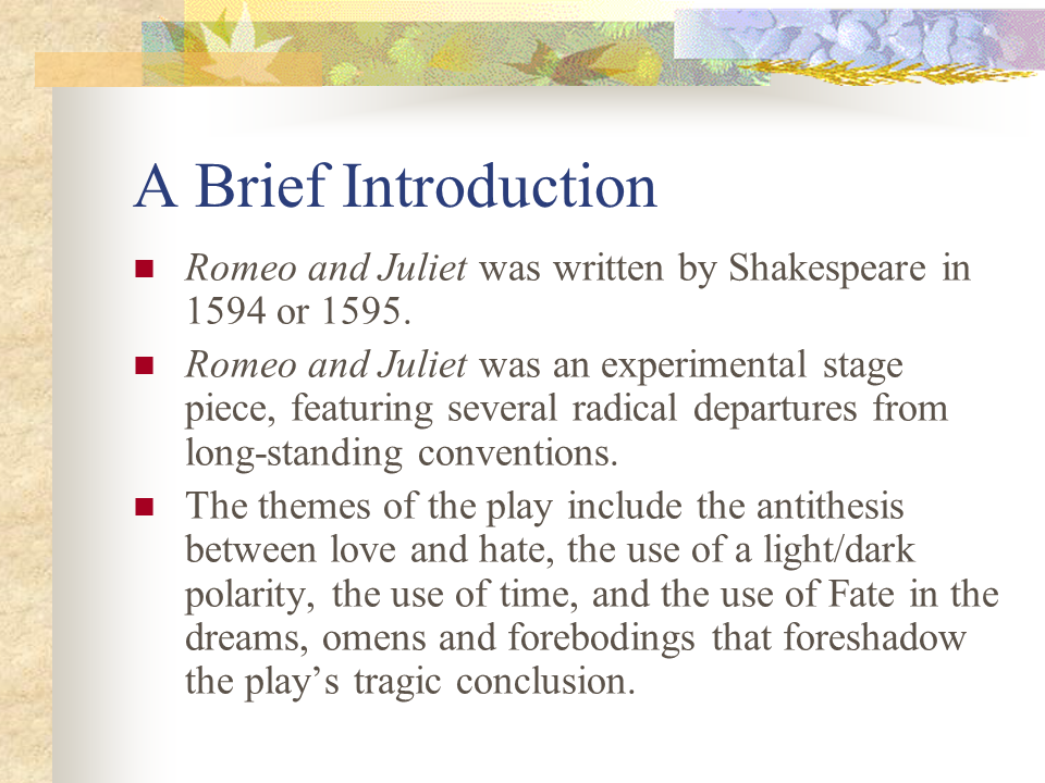 Antithesis in romeo and juliet act 1