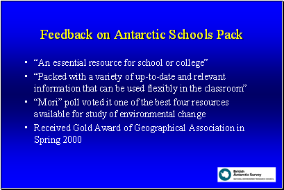 Feedback on Antarctic Schools Pack