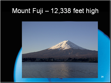 Mount Fuji  12,338 feet high