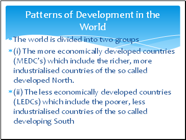 Patterns of Development in the World