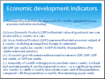 Economic development indicators