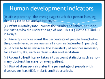 Human development indicators