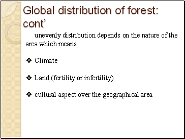 Global distribution of forest: cont