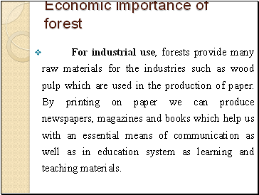 Economic importance of forest