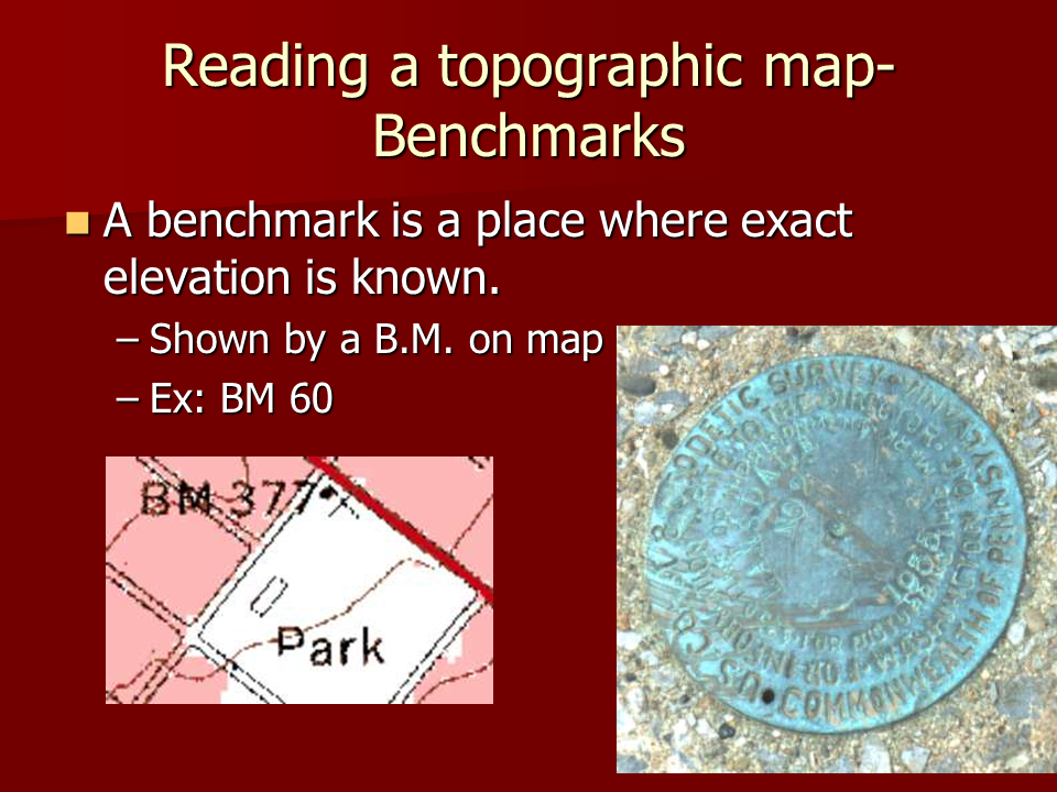 what is a benchmark on a topographic map Reading A Topographic Map Depression Contours what is a benchmark on a topographic map