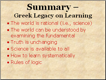 Summary  Greek Legacy on Learning