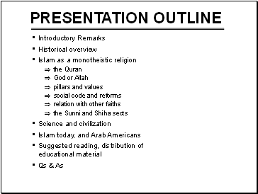 Presentation outline