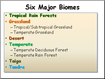 Six Major Biomes