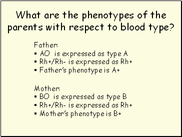 blood type phenotypes respect parents inheritance rh