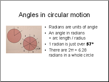 Angles in circular motion