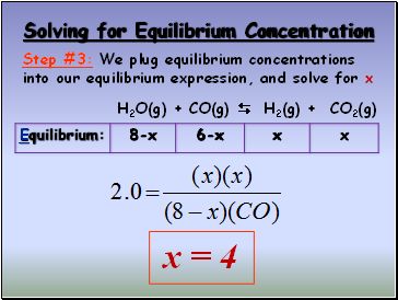 Solving for Equilibrium Concentration