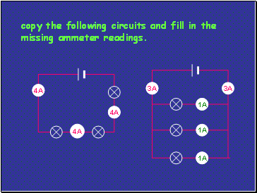 copy the following circuits and fill in the missing ammeter readings.