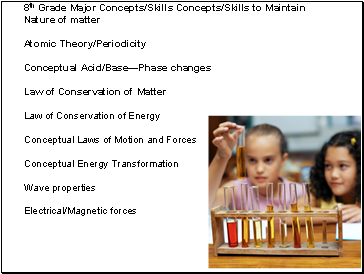 8th Grade Major Concepts/Skills Concepts/Skills to Maintain